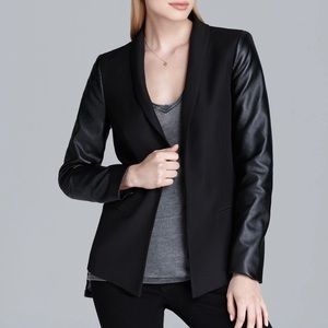 DNKY Black Faux leather sleeve Blazer jacket edgy